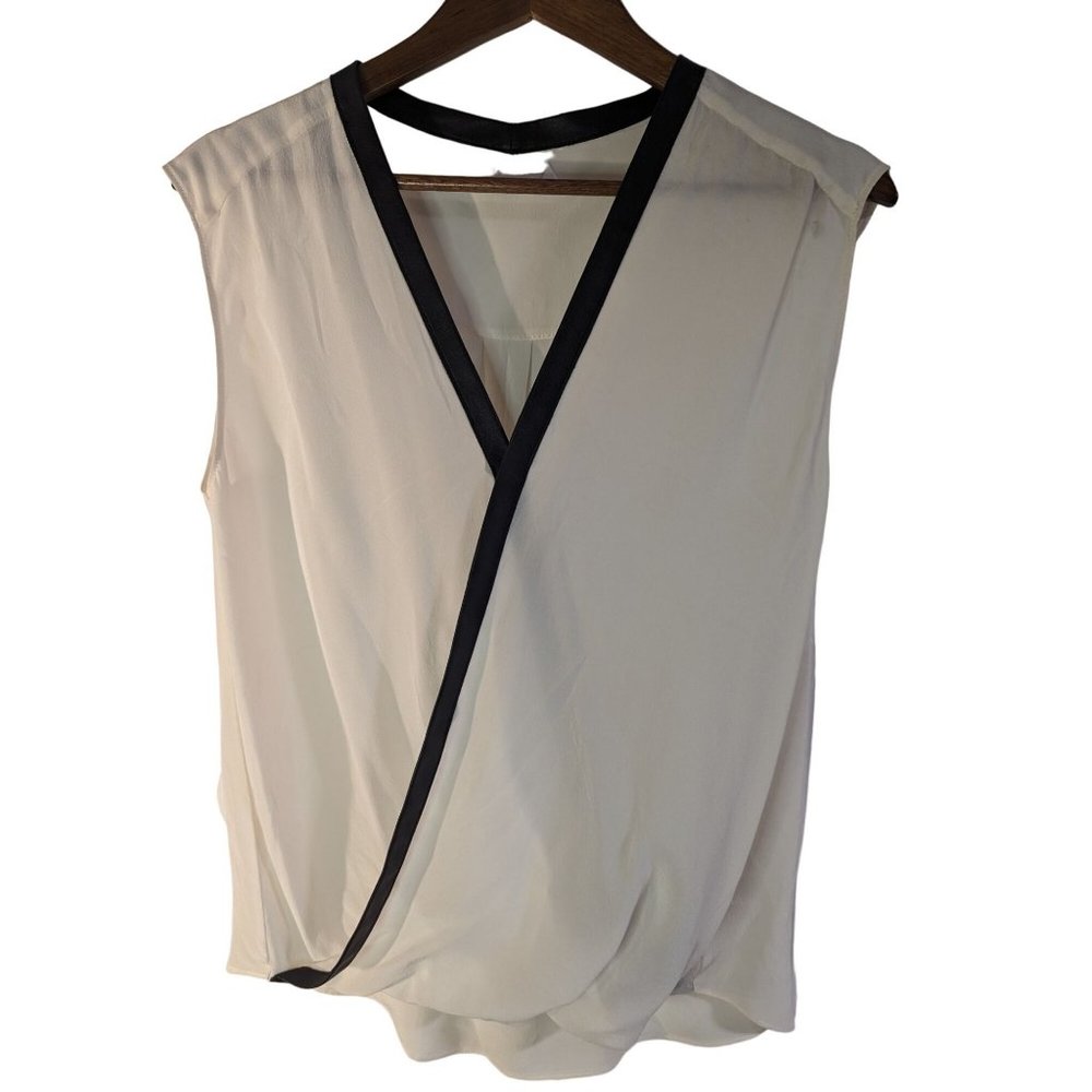 Bailey 44 Wildebeest Top White Sheer 100% silk wrap style women's sz M